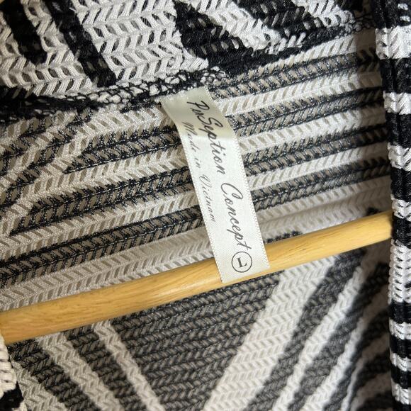 PerSeption Concept Black White Geo Open Cardigan Large - Picture 2 of 8